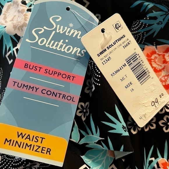 SWIM SOLUTIONS Women's Black Ruffled One Shoulder One Piece Swimsuit - Picture 6 of 7